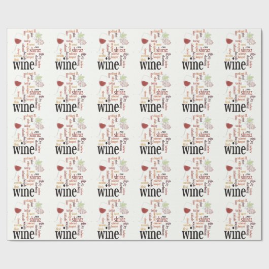 Wine Word Cloud Wrapping Paper Geschenkpapier (Flach)