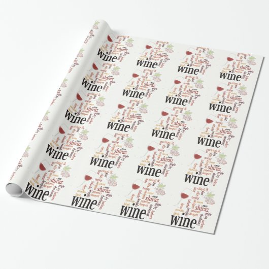 Wine Word Cloud Wrapping Paper Geschenkpapier (Ungerollt)