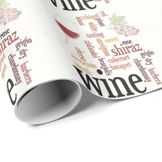 Wine Word Cloud Wrapping Paper Geschenkpapier (Rolleneckpunkt)