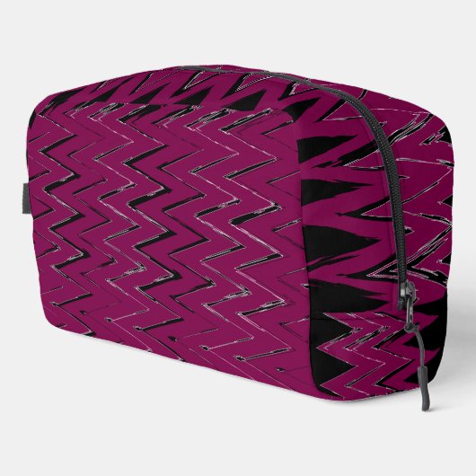 Wine Zigzag Abstract Design Waschbeutel (Rechte Ecke)