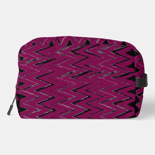 Wine Zigzag Abstract Design Waschbeutel (Rückseite)
