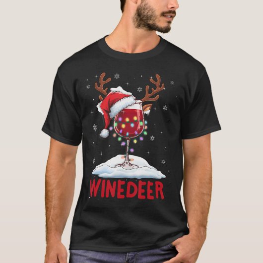 Winedeer Reinbeer Santa Hat Reindeer Couple Xmas M T-Shirt (Vorderseite)