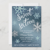 Winer Wunderland Shiny funkelnde blaue Schneeflock Einladung (Vorderseite)