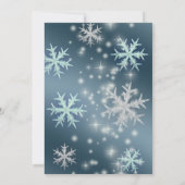 Winer Wunderland Shiny funkelnde blaue Schneeflock Einladung (Rückseite)