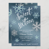 Winer Wunderland Shiny funkelnde blaue Schneeflock Einladung (Vorne/Hinten)
