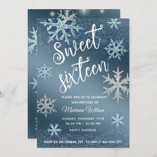 Winer Wunderland Shiny funkelnde blaue Schneeflock Einladung