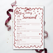 Winery Bachelorette Party 4 Wine Tasting Scorecard