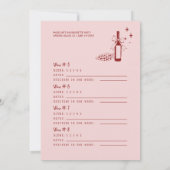 Winery Bachelorette Party 8 Wine Tasting Scorecard (Rückseite)