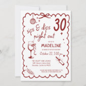 Winery Night Out Wine Tasting Chic 30th Birthday Einladung (Vorderseite)