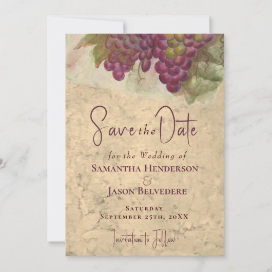 Winery Wedding Save the Date Rustic Monogram (Vorderseite)