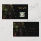 Winery Wine crapes bottled with QR on black design Visitenkarte (Vorne/Hinten)