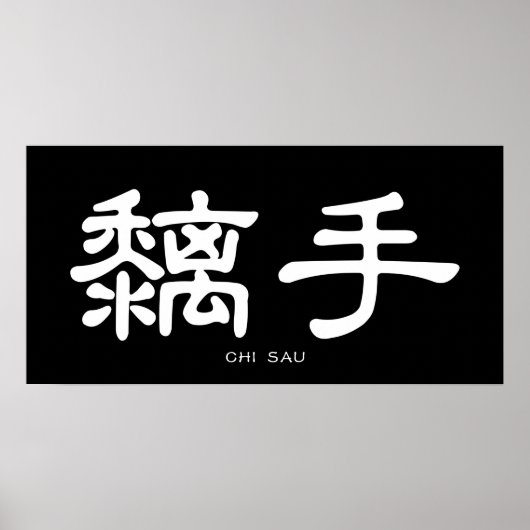 Wing Chun Chi Sau White Chinese Calligraphy Poster (Vorne)