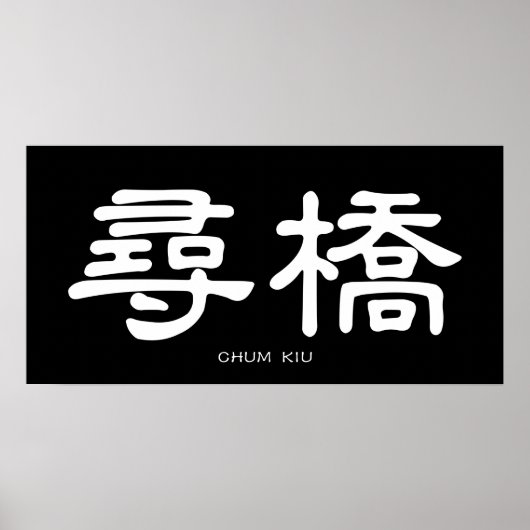 Wing Chun Chum Kiu White Chinese Calligraphy Poster (Vorne)