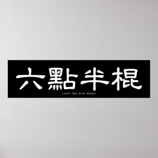 Wing Chun Long Pole Weiße Chinesische Kalligraphie Poster