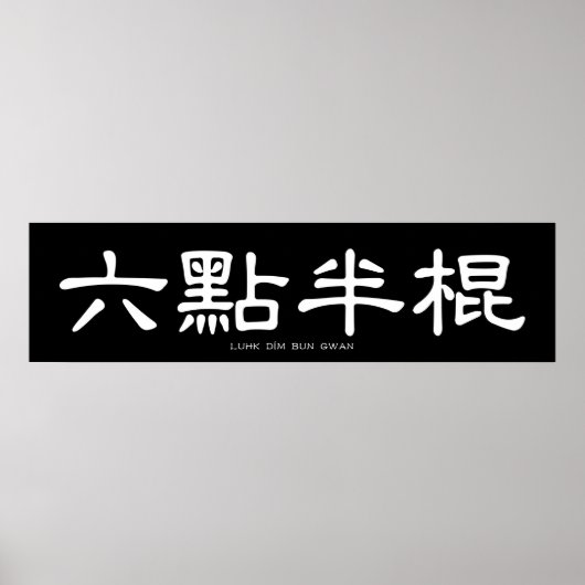 Wing Chun Long Pole Weiße Chinesische Kalligraphie Poster (Vorne)
