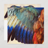 WING-FEATHERS EINES EUROPÄISCHEN ROLLER-Monogramms Einladung (Vorne/Hinten)