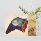 WING-FEATHERS EINES EUROPÄISCHEN ROLLER-Pergaments Einladung (Stehend Vorderseite)