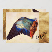WING-FEATHERS EINES EUROPÄISCHEN ROLLER-Pergaments Einladung (Vorne/Hinten)