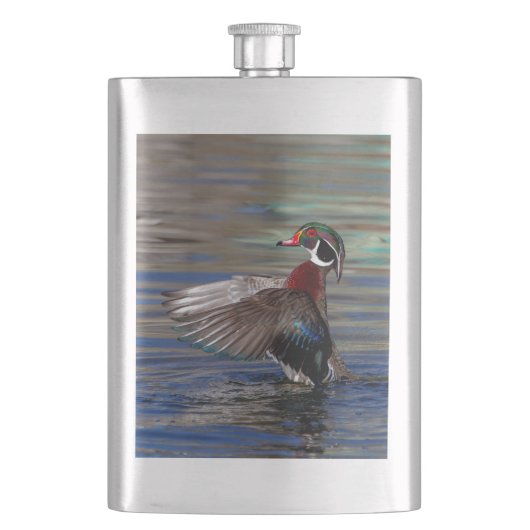 Wing Flapping Wood Duck Flachmann (Vorderseite)