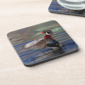 Wing Flapping Wood Duck Getränkeuntersetzer (Linke Seite)