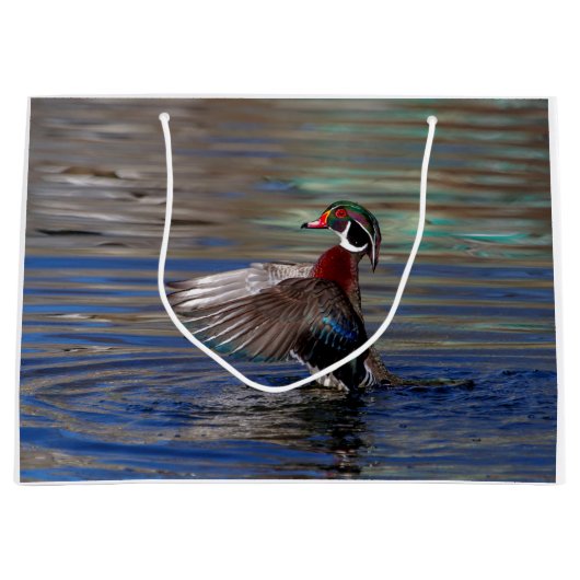 Wing Flapping Wood Duck Große Geschenktüte (Vorderseite)