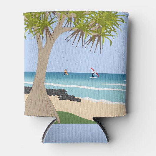 Wing Foil Surfers Pandanus Tree am Strand Dosenkühler (Vorderseite)