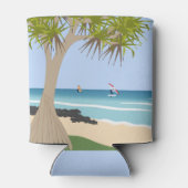 Wing Foil Surfers Pandanus Tree am Strand Dosenkühler (Rückseite)