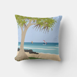 Wing Foil Surfers Pandanus Tree am Strand Kissen