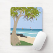 Wing Foil Surfers Pandanus Tree am Strand Mousepad (Mit Mouse)