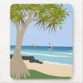 Wing Foil Surfers Pandanus Tree am Strand Mousepad (Vorne)