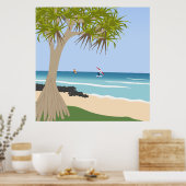 Wing Foil Surfers Pandanus Tree am Strand Poster (Küche)