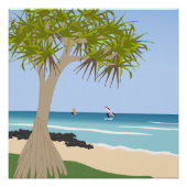 Wing Foil Surfers Pandanus Tree am Strand Poster (Vorderseite)