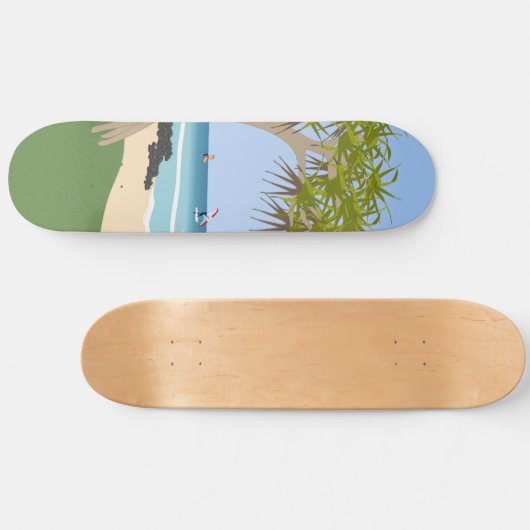 Wing Foil Surfers Pandanus Tree am Strand Skateboard (Horizontal)