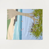 Wing Foil Surfers Pandanus Tree am Strand Wandteppich (Vorderseite (Horizontal))