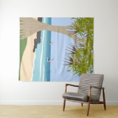 Wing Foil Surfers Pandanus Tree am Strand Wandteppich (Beispiel (Horizontal))