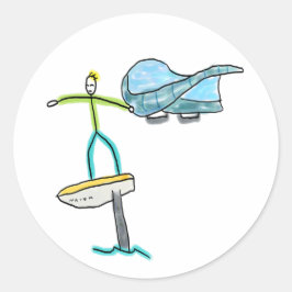 Wing Foiling Stickman Runder Aufkleber