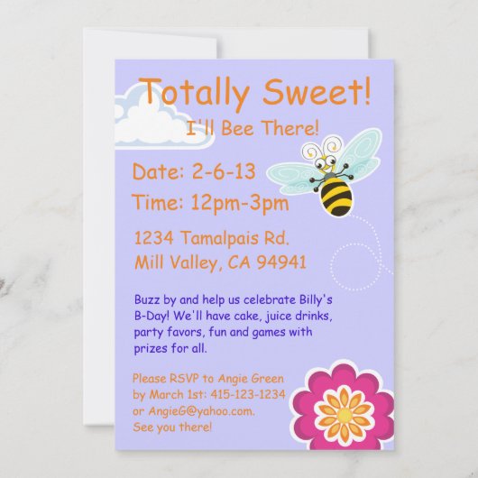 Wing-Nutz™_Bumble Bee_lila_B Dort! Einladung (Rückseite)