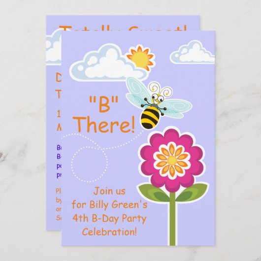 Wing-Nutz™_Bumble Bee_lila_B Dort! Einladung (Vorne/Hinten)