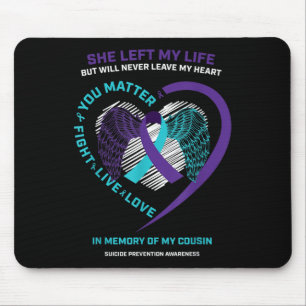Wing Ribbon in Memory Cousin Suizidprävention A Mousepad