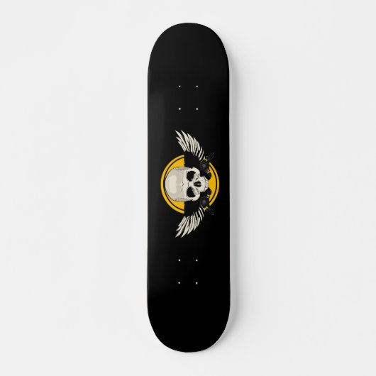 Wing Skull - GELB Skateboard (Vorne)