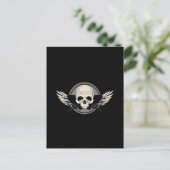 Wing Skull - Grau Postkarte (Stehend Vorderseite)