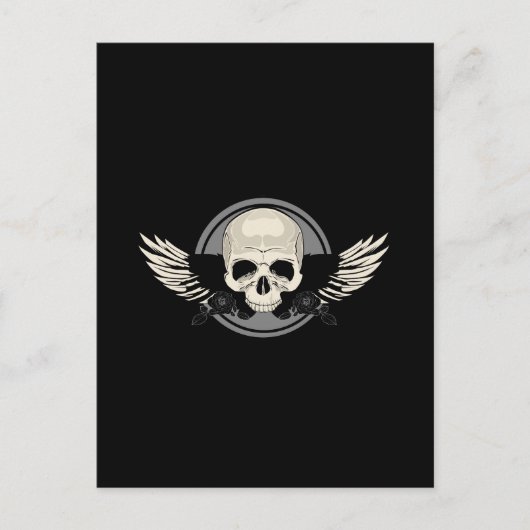 Wing Skull - Grau Postkarte (Vorderseite)