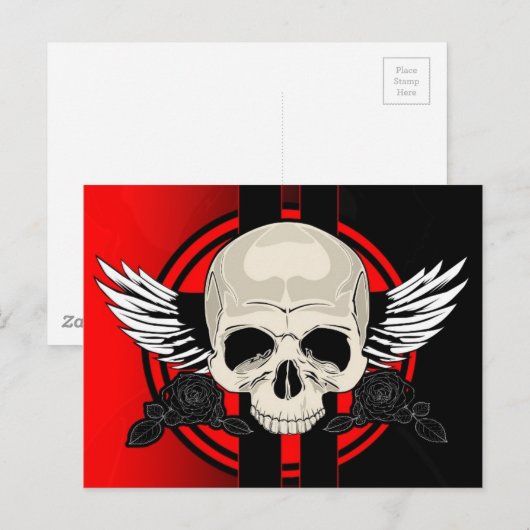 Wing Skull - RED Postkarte (Vorne/Hinten)