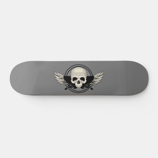 Wing Skull - SCHWARZ UND WEISS Skateboard (Horizontal)