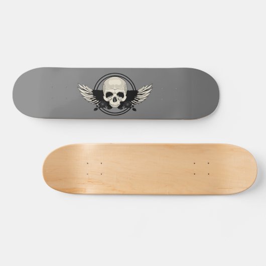 Wing Skull - SCHWARZ UND WEISS Skateboard (Horizontal)