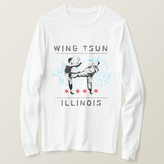 Wing Tsun Illinois - Horizontale Linie Weiß T-Shirt (Design vorne)