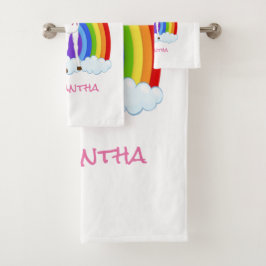 Wing Unicorn Party Regenbogen Badhandtuch Set