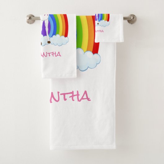 Wing Unicorn Party Regenbogen Badhandtuch Set (Insitu)