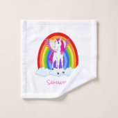 Wing Unicorn Party Regenbogen Badhandtuch Set (Waschlappen)
