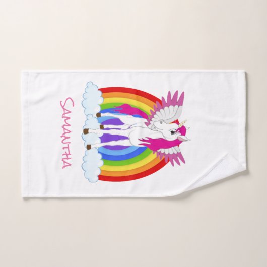 Wing Unicorn Party Regenbogen Badhandtuch Set (Handtuch)